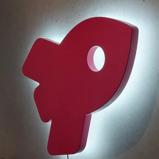 Acrylic glass rocket backlit with LED for wall mounting