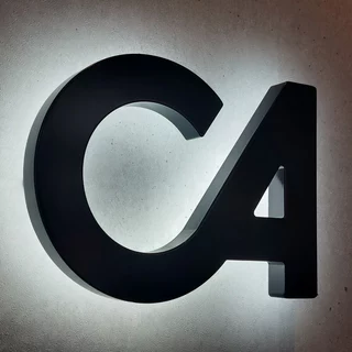 Cadout logo backlit with LED in neutral white