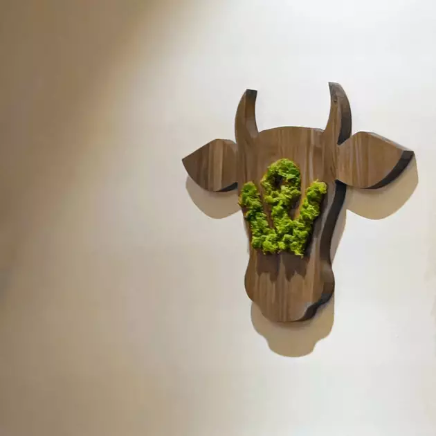 Metallschablone wird an Wand gehalten