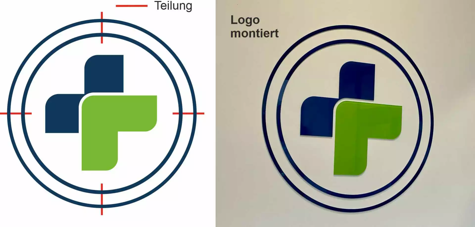 Produktionsbedingte Teilung Logo Beispiel