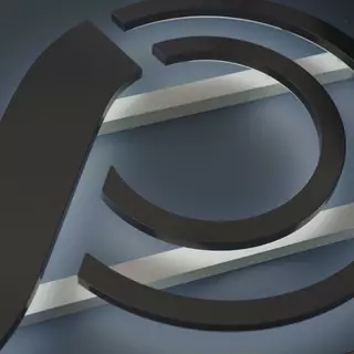 Glossy lacquered LED logo pre-mounted on a rail