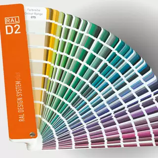 RAL D2 color fan deck for paint coatings and color mixing.