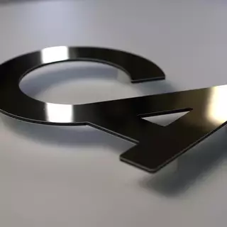 Gold glänzendes Aluminiumverbund Logo mit Distanzhaltern für einen stärkeren 3D Effekt