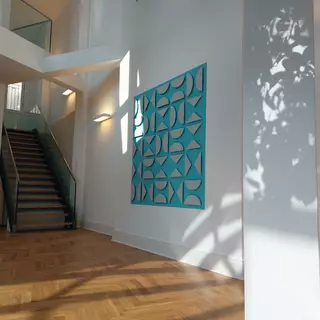 Acrylic glass mosaic as decoration for an office 