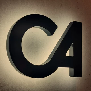 Cadout logo directly mounted with warm white light