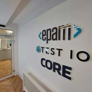 Acrylic glass logo in the entrance area with individual company colors
