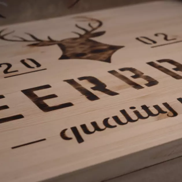 Wood with branded logo