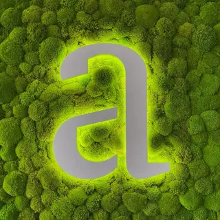 LED letter on a moss wall