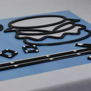 Setzschablone für verklebte Acrylglas 3D Buchstaben und Logos 