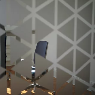 Triangular cuts of frosted glass film for privacy protection
